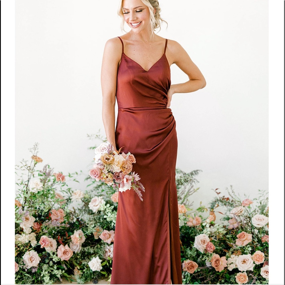 Revelry Rory Satin Dress SZ 6 *Height Altered* Prom, Bridesmaid, formal Gown